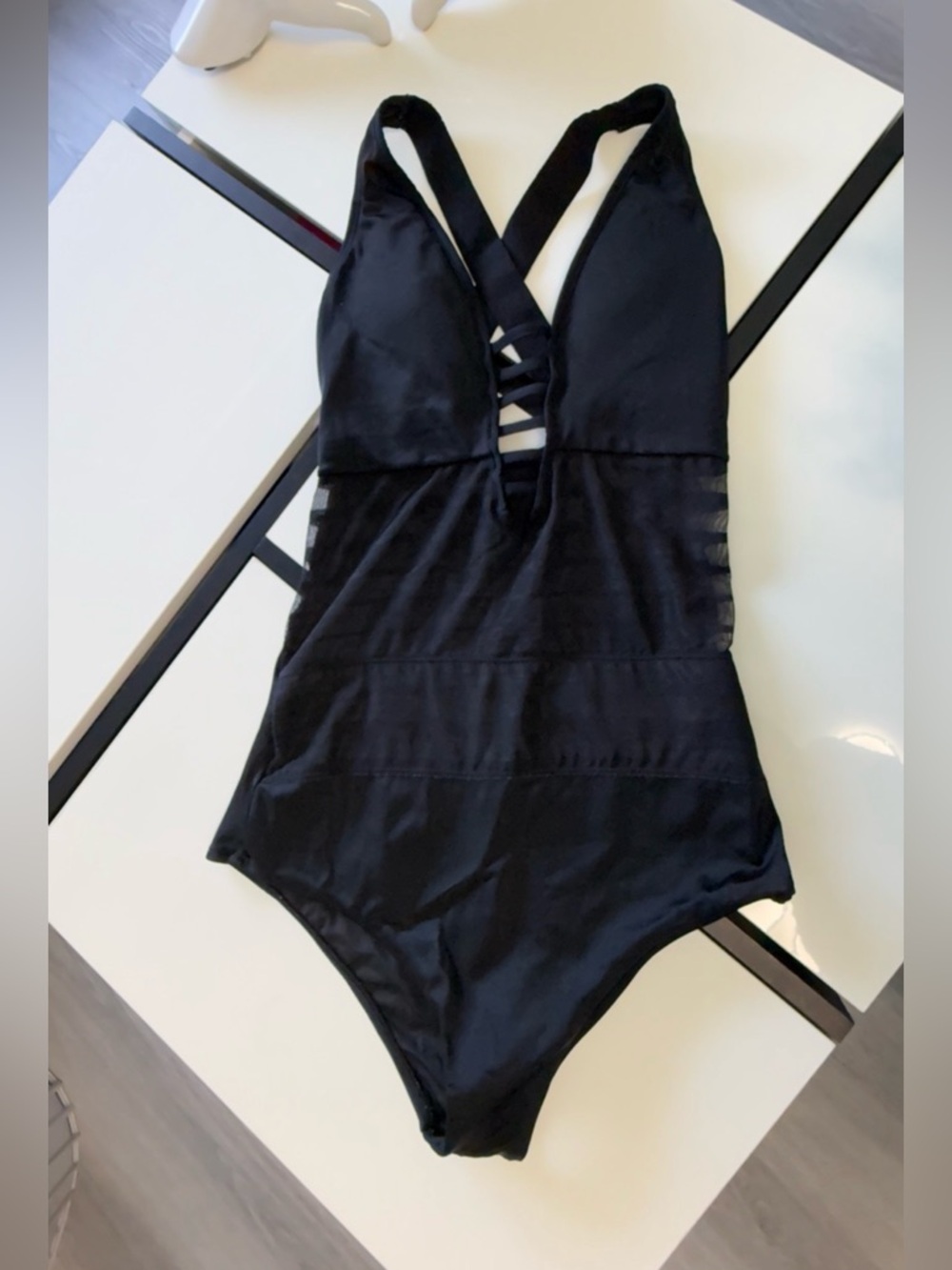 Leonisa "Miracle" Tummy Control Monokini - Sheer Mesh Panels - Black - Picture 4 of 11